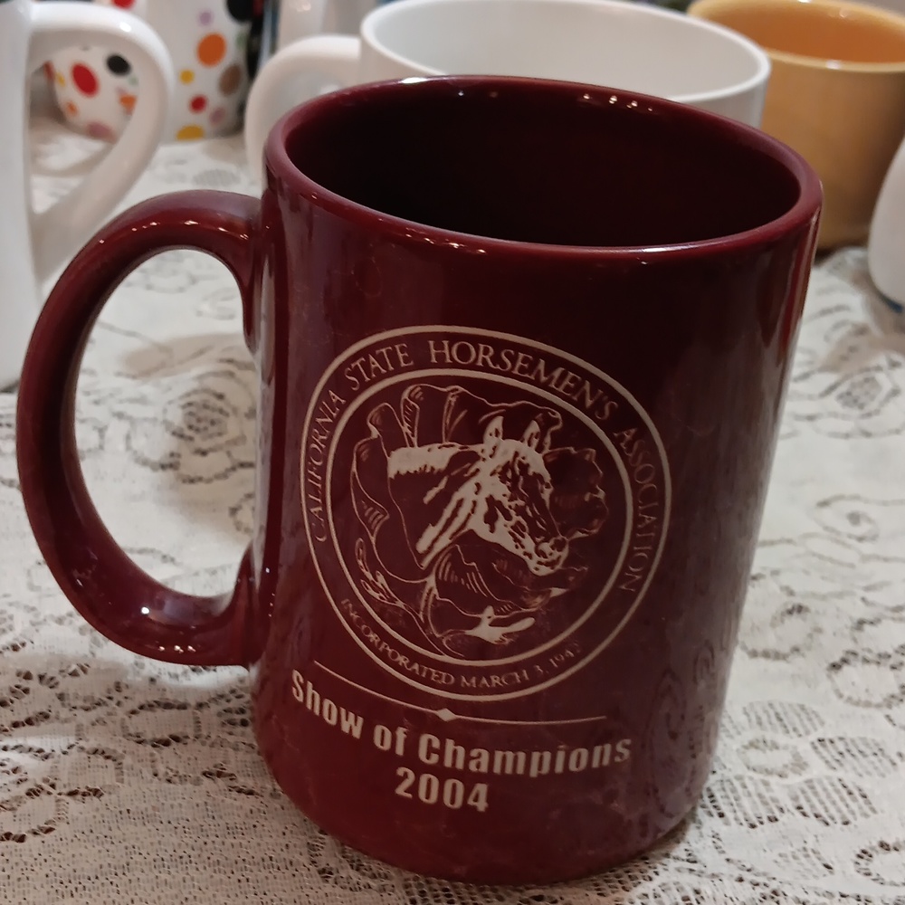 Coffee cup California state Horseman's Association show of Champions 2004